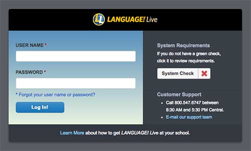 LANGUAGE! Live Login