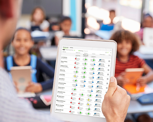 Smart tablet showing an ALO dashboard