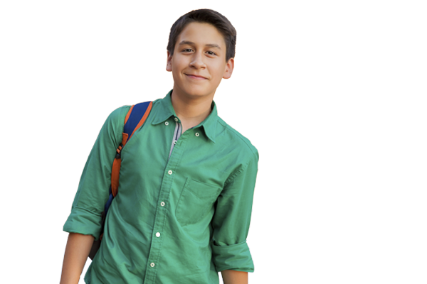 Student Smiling Holding a Backpack
