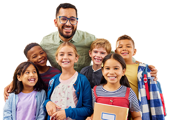 Teach and Students Smiling Together