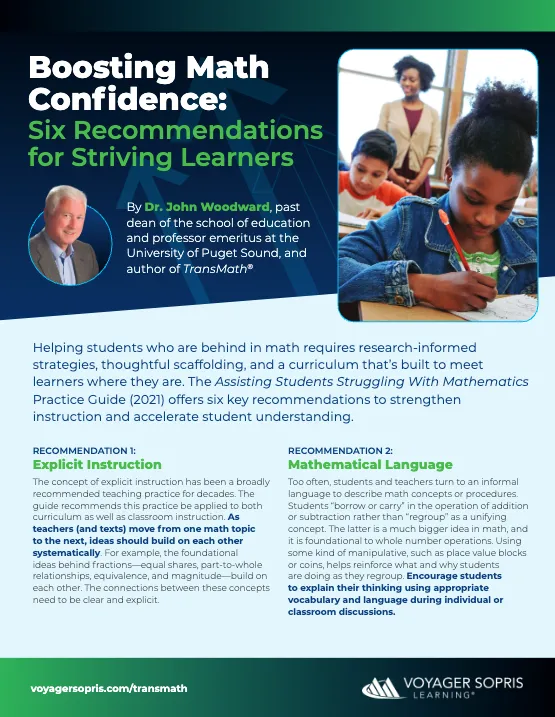Boosting Math Confidence Brochure Cover